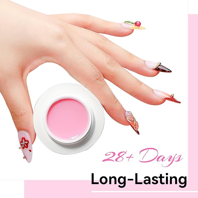 3D Nail Art Solid Builder Gel for Nails 3PCS, Clear White Pink 3D Sculpting Hard Gel Non-Stick Hand, for Modeling, Sculpture, Nail Extension UV/Led Manicure DIY at Home 18g*3Colors