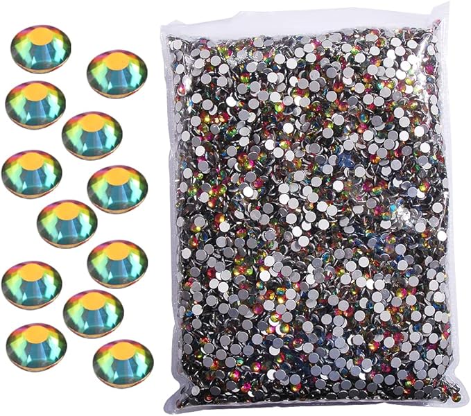 Hisenlee 14400PCS Rhinestone SS3-SS20 Crystal Gems 9 Sizes Wholesale Nail Art Rhinestone Flatback Round Glass Diamond for Crafts (SS8, Colorful)