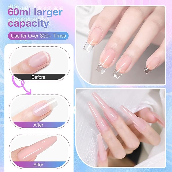 60g Solid Builder Nail Gel with 3D Sculpting Mold, Non-Sticky Hand Carving Gel for Nail Art Extension - Hard Gel for DIY & Salon, UV/LED Cured, Large Capacity (White)