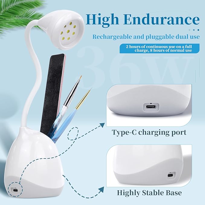 SAVILAND LED UV Nail Lamp: 36W Mini UV Light for Gel Nails with Nail Brush Holder Gel Nail Lamp and Flash Cure Light for Nails Portable U V Lamp for Rhinestone Curing for Home DIY Nail Salon