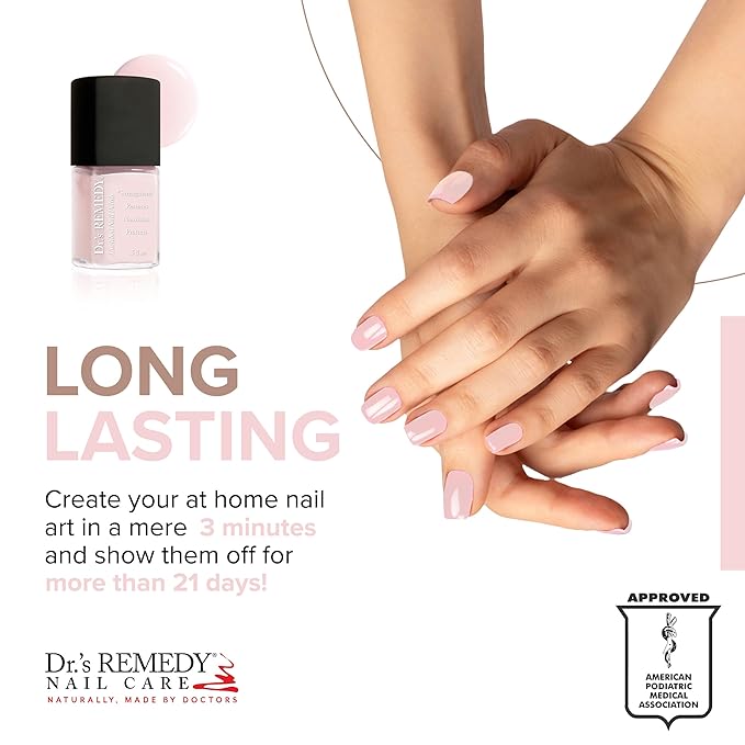 Dr’s Remedy Enriched Nail Polish: Non Toxic, All Natural, and Organic - Doctor Formulated: Strengthens, Restores, Heals, and Protects '24-Free' - PERFECT Petal Pink