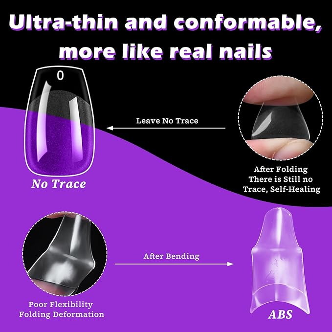 LoveOurHome 360pc Short Coffin Nail Tips Clear Fake Nails, Coffin Gel Nail Tips Full Cover Acrylic Nails Clear Press on Nails Short Ballerina False Nail 15 Sizes Fingernail for Gel Nail Extension