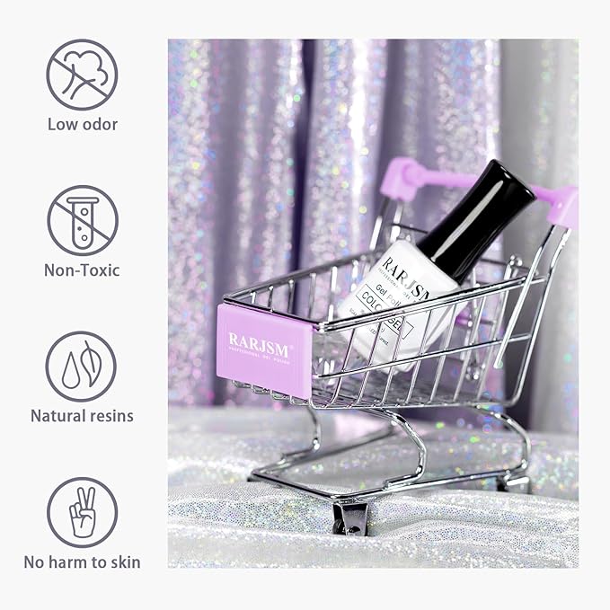 RARJSM Glitter Gel Nail Polish Platinum Silver Shiny Metallic Silver Diamond Gel Polish Sparkly Chunky Pigments Nail Gelpolish Soak off L e d UV Curing Required for Nail Art Salon Manicure Christmas
