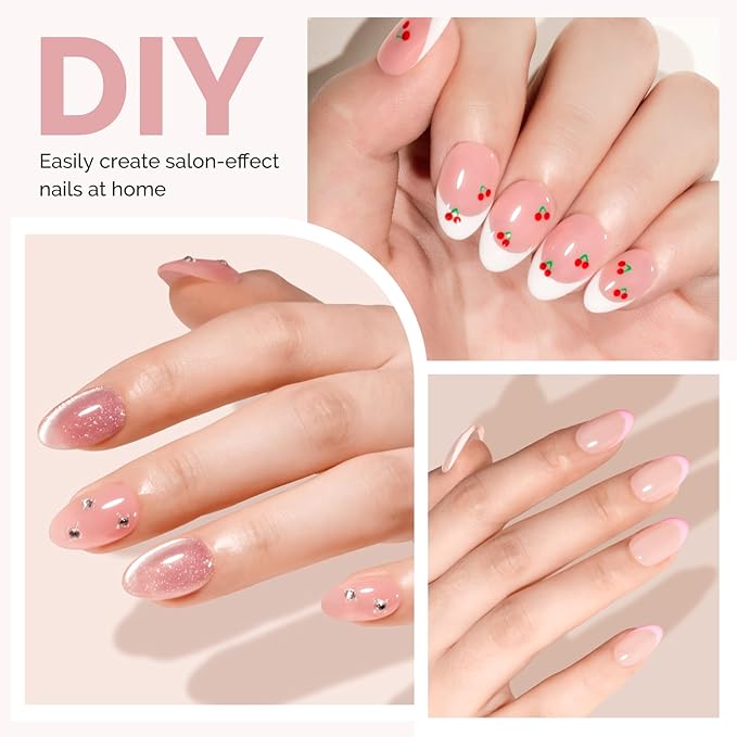 MelodySusie Short Almond Gel Nail Tips Kit-300Pcs Pre-Building Apex Fake Nail Tips 20g Solid Nail Glue Gel,Half Matte Full Cover Clear Acrylic Nail,15Sizes Thick Strong Long Lasting for Home DIY&Salon