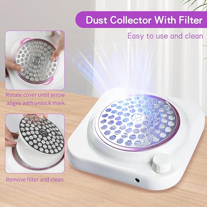 Cofashion Nail Dust Collector Vacuum With Adjustable Speed Rotary 48w Powerful Dust Collector Nails With Filter Electric Dust Suction Machine For Manicure