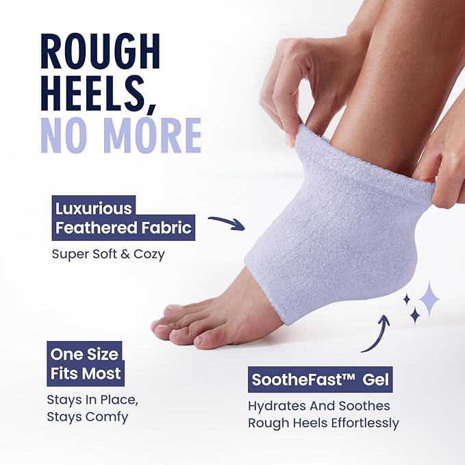 Dr. Frederick's Original Moisturizing Fuzzy Heel Socks for Dry Cracked Heels Treatment - Infused with Olive Oil, Jojoba Oil and Vitamin E - 2 Pairs - Stocking Stuffers for Adults - Lilac Leisure