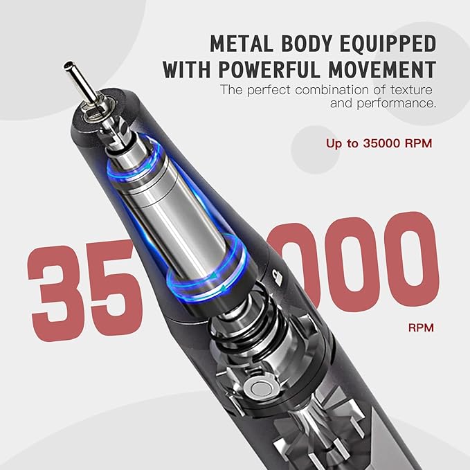 SAVILAND 35000RPM Electric Nail Drill Machine: Rechargeable Electric Nail File with 12 Nail Bits for Acrylic Nails Professional Nail Care Tools Manicure Pedicure Home Salon Use