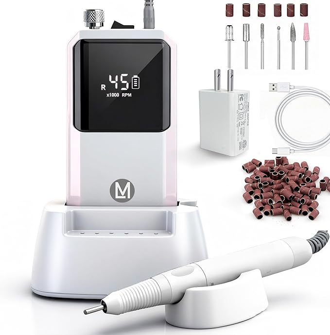 Electric Nail Drill,Professional Nail Drill 35000 RPM - Cordless Electric Nail File ,Portable Nail Efile for Acrylic Gel Nails, Manicure Pedicure Polishing Shape Tools for Salon Home Use
