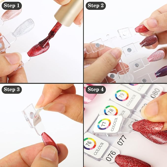Magnetic Nail Swatch Book,180 Nail Color Display Book with 192 Magnetic Tips,Professional Nail Salon Color Display Book for Easy Preview & Storage