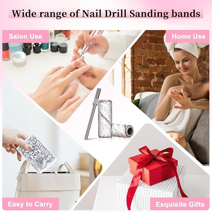 240 Grit Small Sanding Bands Nail Drill Bit, 100 Pcs 3.1 MM Mini Sanding Bands for Nail, Extreme Fine Grit, Aluminum Oxide, Silicon Carbide, White, Nail Drill Bits, Abrasives, Nail