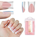 NOVO OVO White French Tip Short Duck Nail Tips Press on, BABY PINK Pre-designed Soft Gel Nail Extension, Extra thick Full Cover Matte Vrial False Nails for DIY x 12 Sizes 240 pcs