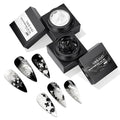 SAVILAND 3D Sculpture Nail Gel Set: Black & White No-Wipe Creamy 3D Sculpting Painting Gel for Micro Embossed 3D Nail Art Molding Florals Lines Patterns & French Tips Design Home DIY Salon Manicures