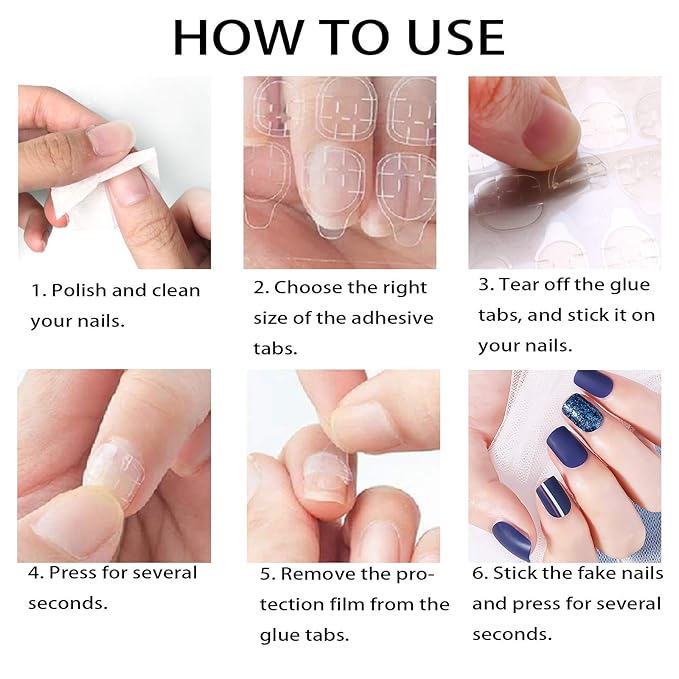 Allstarry 360pcs (15 Sheets) Adhesive Tabs Waterproof Breathable Glue Tabs Fake Nail Glue Stickers Double-Sided Nail Jelly Sticker Super Sticky Transparent Flexible for Manicure