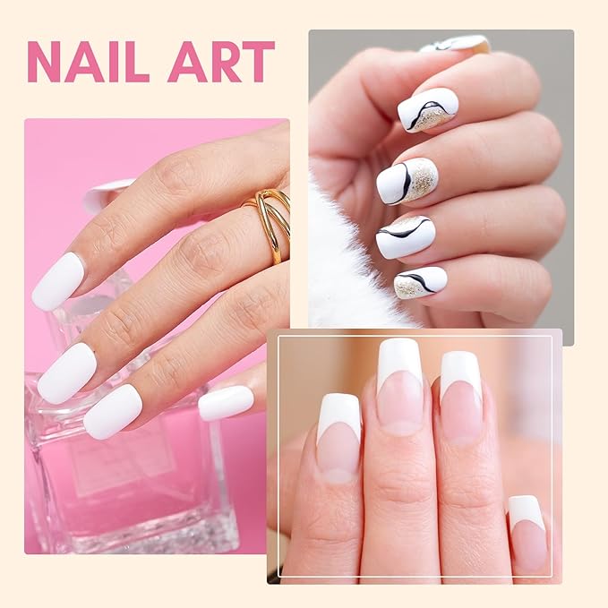 Makartt White Gel Nail Polish 15ml, Soak Off Blanc Gel for UV LED Light, DIY Nail Art, Manicure Designs, Salon & Home Use, Long Lasting and Easy Application