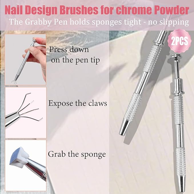 200Pcs Soft Nail Sponges for Ombre,with 2Pcs Grabbing Pen,7-pin Stripe Lines Nail Art Pens,Nail Stand for Display Practice,Acrylic Palette Ombre Nail Tools for Nails Gel Home DIY Salon