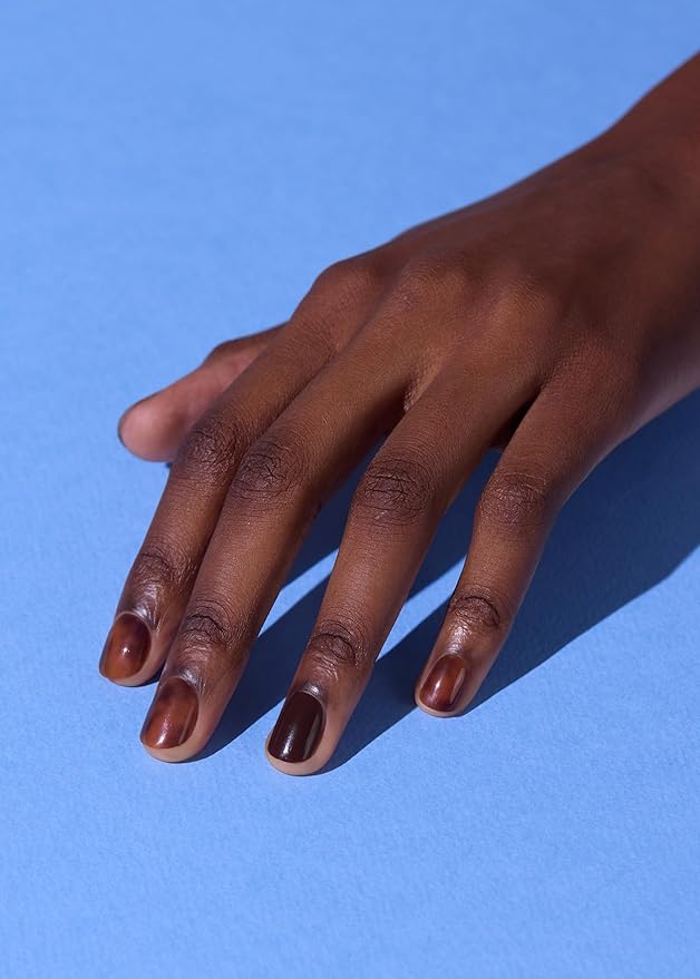 ohora Semi Cured Gel Nail Strips (N Pumpkin Swirl) - Brown, Marble, Works with Any UV/LED Lamps, Salon-Quality, Long Lasting, Easy to Apply & Remove - Includes 2 Prep Pads, Nail File & Wooden Stick