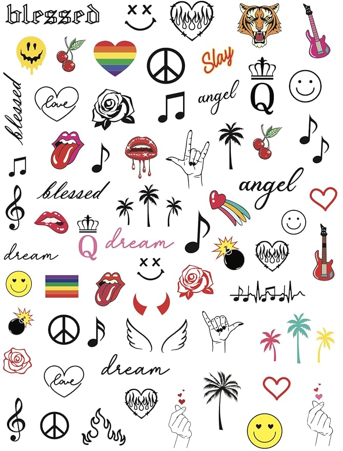 Impressed 5 Sheets Luxury Nail Art Stickers 500+ Full Color Custom Nail Decals for Faux Nail Design and Salon Nails Accessories (Vibrant)