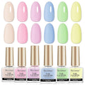 Nail Polish Set 6 Colors Pastel Quick Dry Nail Lacquer Sheer Pink, Purple, Blue, Nude Fast Dry Fingernail Polish Bulk DIY Salon Gift for Women Spring Summer Colors,8lm/0.27fl.oz