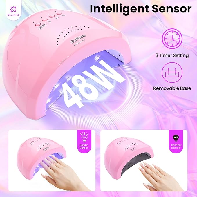 Nail Kit for Beginners with Everything: Professional Nail Kit Acrylic Set with Practice Hand Drill U V Light Gel Polish in Makeup Bag Gift for Women Salon Home (Holo Pink)