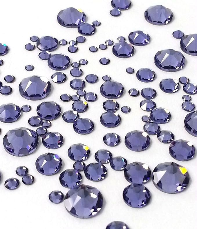Tanzanite (539) Purple Violet 144 pcs Swarovski 2058/2088 Crystal Flatbacks Purple Rhinestones Nail Art Mixed with Sizes ss5, ss7, ss9, ss12, ss16, ss20, ss30