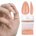 Allkem Soft Gel Nail Tips - Almond extra short Nail Extensions Kit - 12 Sizes Long Full Cover Nails - Nude (504 Pieces)