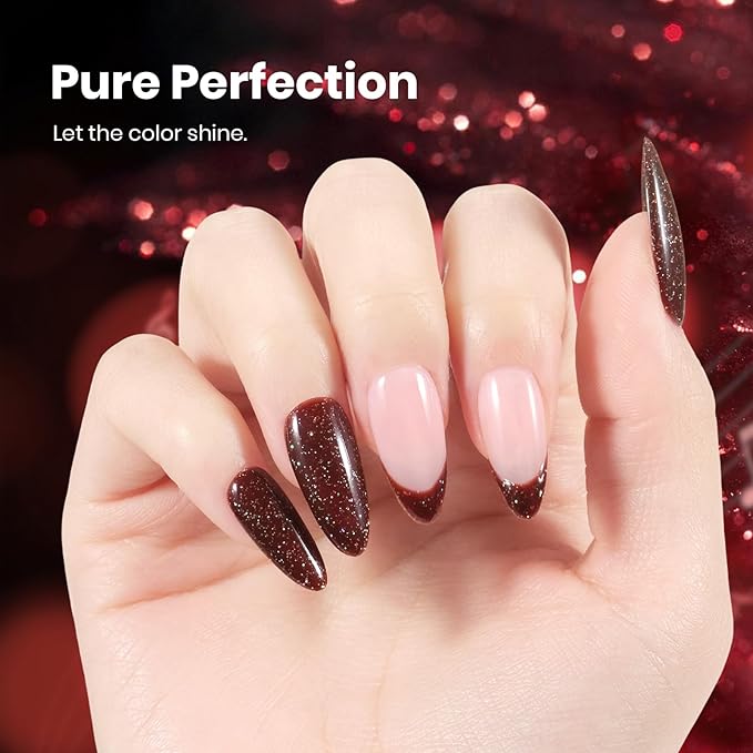 Beetles Glitter Gel Nail Polish - 15ml Stay Shining Hazelnut Brownie Gel Polish Holographic Glitter Nail Art Uv Led Home Salon Long-Lasting Soak-Off Gel Gift for Women