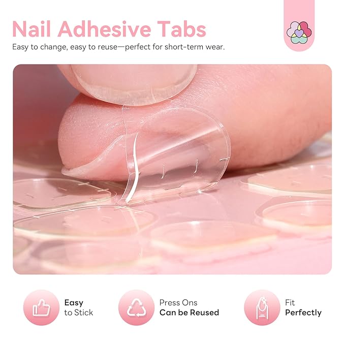 SAVILAND 20PCS Press on Nail Kit: Press On Nail Packaging with Nail File Glue Prep Pads Adhesive Tabs Acrylic Sticks Instruction Cards Pink Bags Nail Prep Application Supplies Manicure Disposable Kit