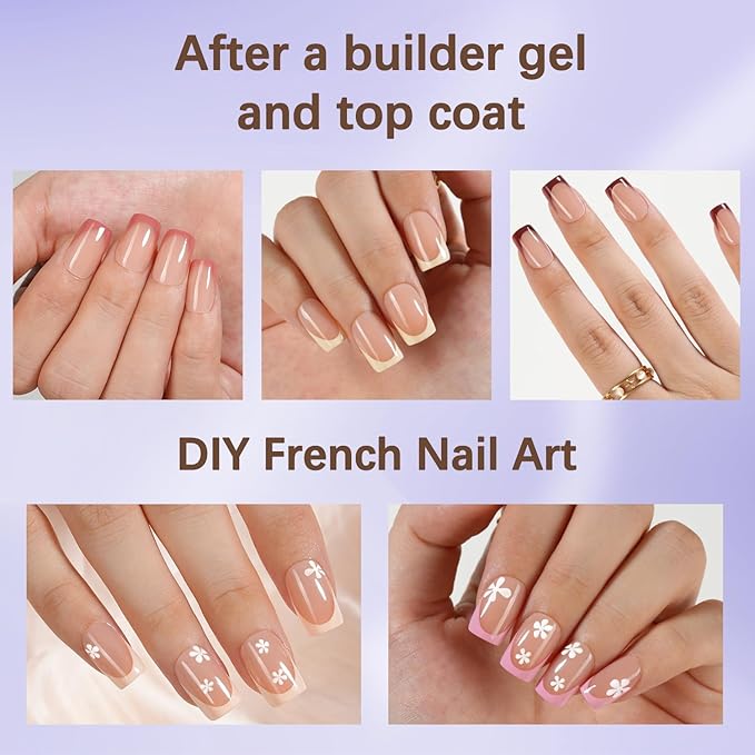 Misssix French Tip Press On Nails, 160Pcs French Gel Nail Tips, Short Square Soft Gel Fake Nails, X-BASIC Tips Starter Kit for Nail Art DIY 16 Sizes