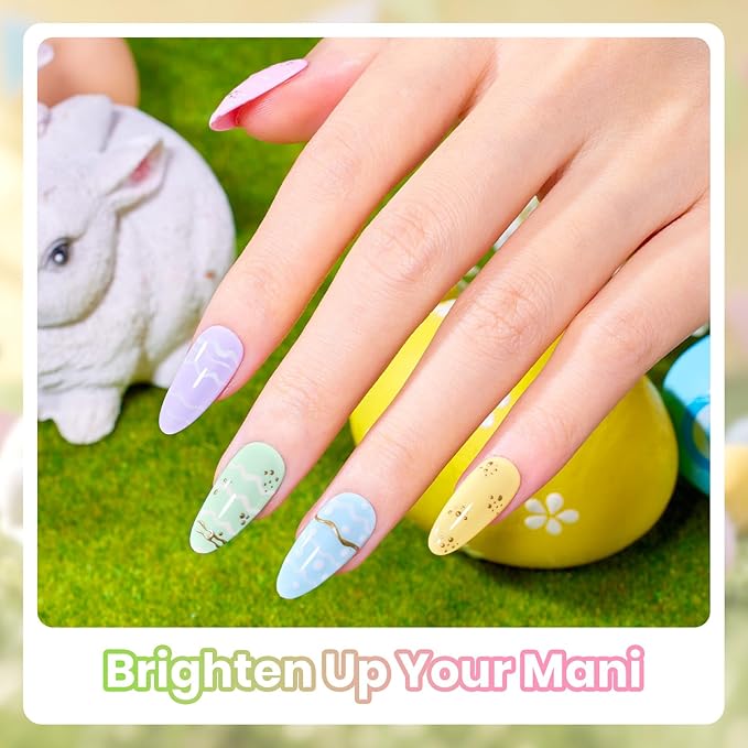 Beetles Easter Gel Polish Set - 6 Colors Pastel Polka Dot Gel Nail Kit Pink White Yellow Blue Green Color Soak Off UV LED Nail Polish Nail Art Home DIY & Nail Techs Spring Gift for Women