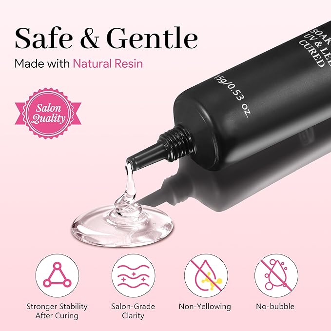 Medium Square Pre-Building Nail Tips Kit, 15 Sizes 240 PCS Pre-shaped Apex Clear Thick Extensions Tip Soft Half Matte Press On Fake Nails Glue Gel Nail Lamp for DIY Beginners & Salon Manicure