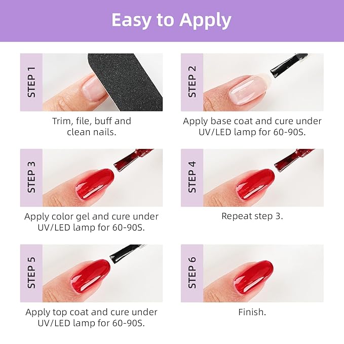 JODSONE 55 Colors Gel Nail Polish Kit with Base Top Matte Coat Soak Off Manicure Salon DIY at Home