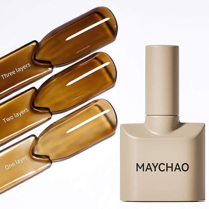 MAYCHAO 15ML Jelly Topaz Brown Gel Nail Polish 1Pc Transparent Amber Brown Gel Polish Soak Off UV LED Translucent Nail Polish Nail Art Starter Manicure Salon DIY at Home, 0.5 OZ