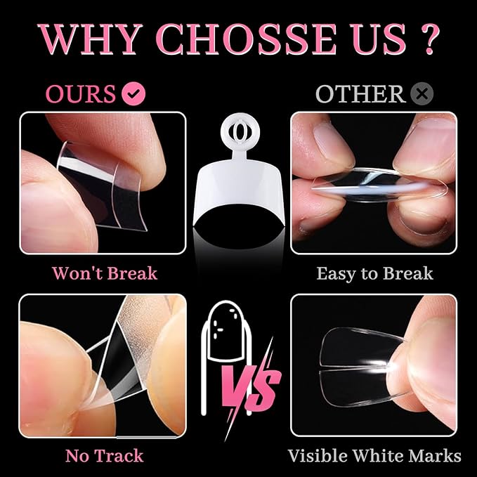 600PCS Short Gel Nail Tips Square Press on Nails White Acrylic Nail Tips Square Fake Nails, 12 Sizes Half Cover Soft Gel Nails Tips Kit for False Nails Extension Artificial Fingernails -D