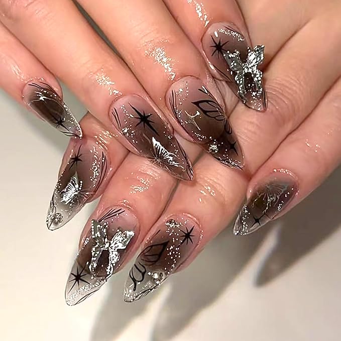 6 Packs (144 Pcs) | Reusable Press on Nails | Stick on Nails 12 Sizes-6 Styles|3D Design