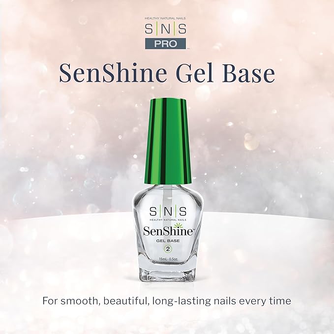 SNS Base Coat Nail Polish for Nail Dip Powder, SenShine Gel Base - Long-Lasting & Fast-Drying Nail Strengtheners Gel Base - Low-Odor & No UV Lamp Required - 0.5 OZ