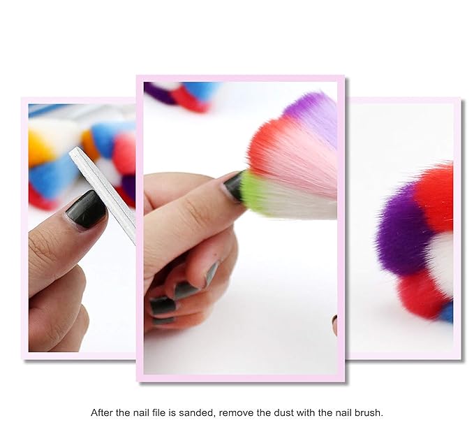 Wanton,Nail Art Dust Brush Colorful Nail Brush Remover Cleaner For Acrylic & UV Nail Gel Powder Rhinestones Makeup Foundation Brushes Nail Arts Dust Cleaner Brush for Makeup or Nail Arts