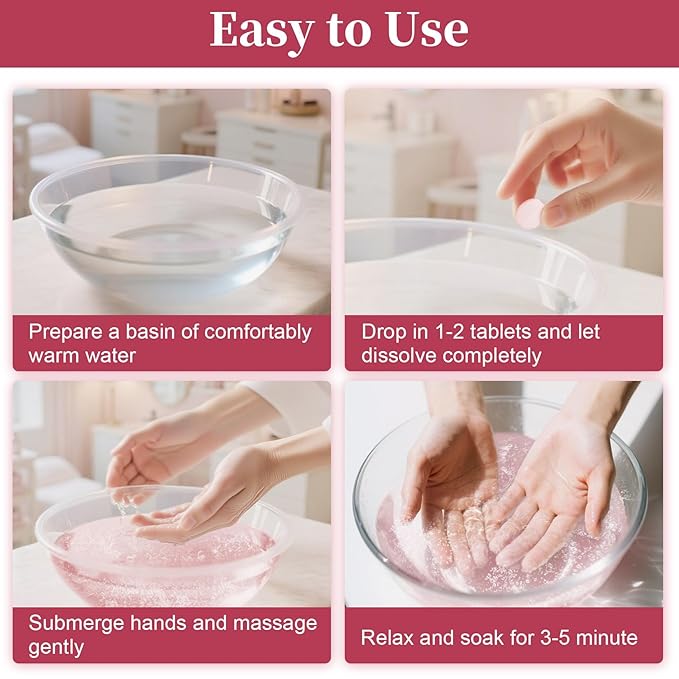Manicure Spa Balls 8oz -Rose Soak Balls Moisturizing Tablets Cuticle Soften Bombas Efervescentes Para Pedicure Spa Nail Supplies Tools for Hand Soak Pedicure Soak Nail Care Nail Salon（80count）