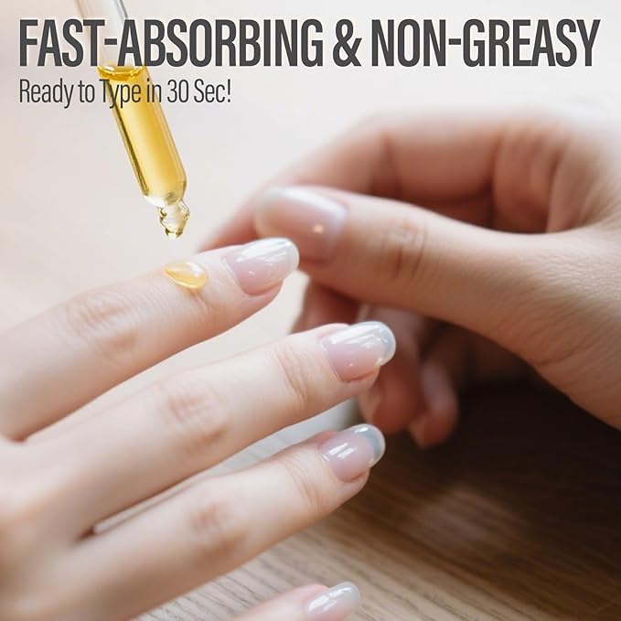 Nail Growth and Strengthening Serum for Cuticle Repair: Natural Plant Protein and Biotin Moisturizing Treatment - Nail Cuticle Care for Dry Weak, Brittle, Splitting Nails