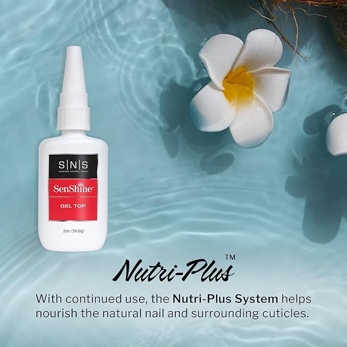 SNS Gel Top Coat Nail Polish for Nail Dip Powder, SenShine Gel Top Refill - Long-Lasting & Fast-Drying Nail Strengtheners Top Coat - Low-Odor & No UV Lamp Required - 2 FL OZ
