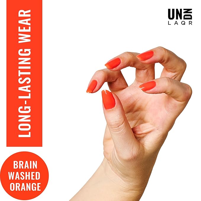 UNDN Vegan Nail Polish - Brain Washed - Jelly Orange Nail Polish for Women and Men - Long Lasting, Durable Finish - Cruelty Free - 0.5 oz