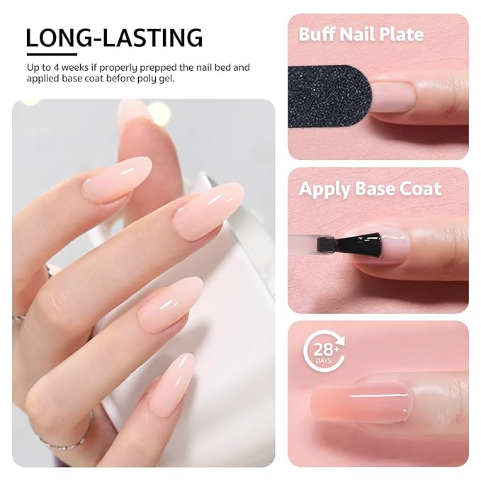 GAOY Poly Gel, 60g Nail Extension Gel, Milky Nude Builder Enhancement for Beginner & Professional Nail Art Salon DIY at Home