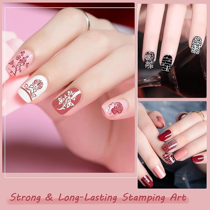 SEISSO Stamp Nail Polish Gel, 3 Colors White Black Shining Golden Stamping Gels for Nail Stamp Plate Stamper UV LED Nail Art Gel Polish