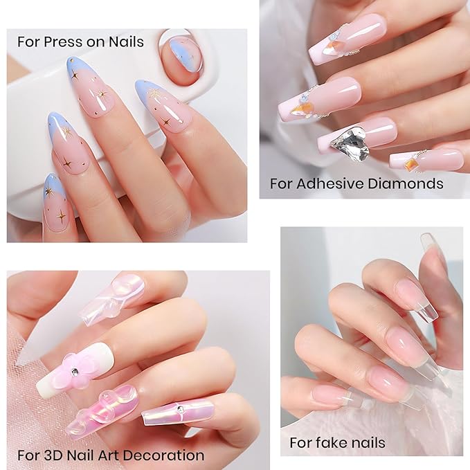 MIZHSE Solid Nail Glue, 18g Solid U V Gel Nail Glue Gel for Nails and Mini Light LED Lamp for Acrylic Nails Tips Long Lasting Rhinestone Glues for Salon Home DIY