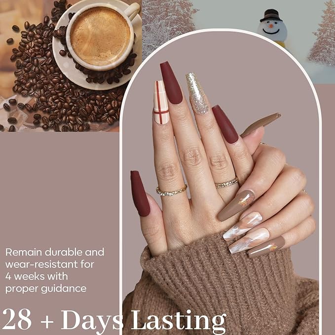 modelones Gel Nail Polish Set, 6 Colors Nude Brown Gel Polish Kit Glitter Champagne Gold Burgundy Wine Dark Red Nail Polish Soak OFF LED Manicure Nail Art DIY Home Salon Gift for Women