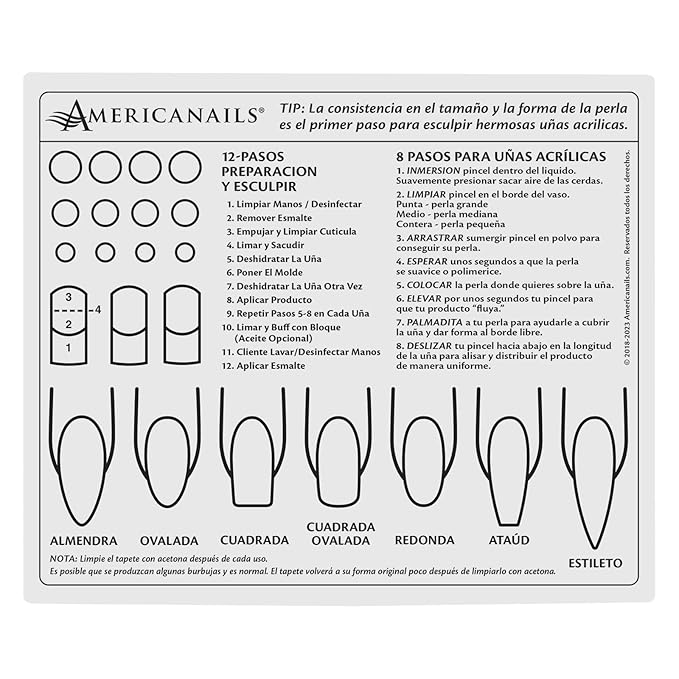Americanails Plantilla Instructiva Mini de Silicona para Técnicas de Uñas Acrílicas: Mejora tus Habilidades, Aprendizaje Basado en Zonas y Limpieza Sencilla