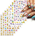 Stickers para Uñas Nail Stickers Self-Adhesive Sticker Butterfly Flower Calcomanías para Uñas Bee Colorful Floral Art Design Accessories Hight Quality 8 Sheets