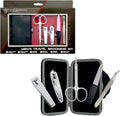 Earth & I 6 Piece Manicure Pedicure Kit, Professional Nail Care and Grooming Tools with Fingernail and Toenail Clippers, Mens Self Care, Travel Mens Toilettries in Hard Leatherette case
