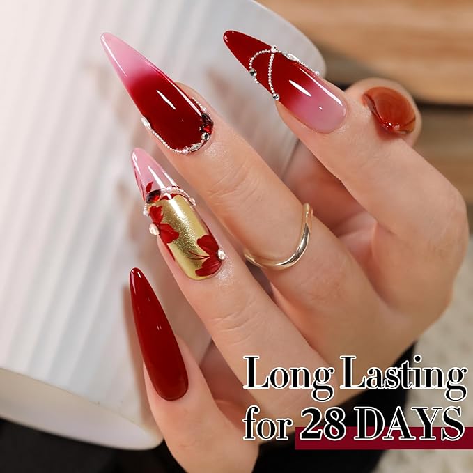 Double Rhythm Gel Polish 15ML Jelly Sheer Pastel Light Milky Color Pearl White Bottle 1 PC 0.5 OZ Full Size Nail Art Salon at Home (Cherry Red-D1489)