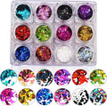 DIY 12pcs Color Set Nail Sequins Laser Moon Shape Glitter Flakes Manicure Art Decoration Accessories Tools LB-Moon