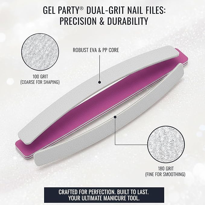 Professional Nail Files and Buffers Kit (12 Pcs) 100/180 Grit Double Sided Emery Boards for Acrylic Gel Nails+Colorful Sanding Buffer Blocks - Washable Manicure Tools for Salon & Home-Set D